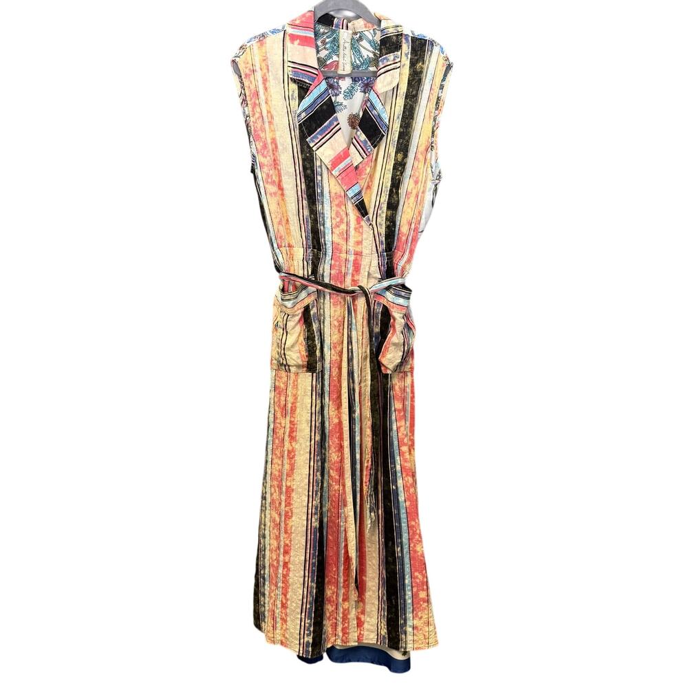 Aratta Silent Journey Hold Your Breath sleeveless maxi dress  wrap tie boho sz M